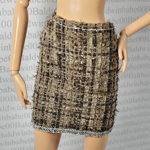 N30~ SKIRT~BROWN TEXTURED TWEED MINI BOTTOM CLOTHING FITS 11.5" MODEL MUSE DOLL