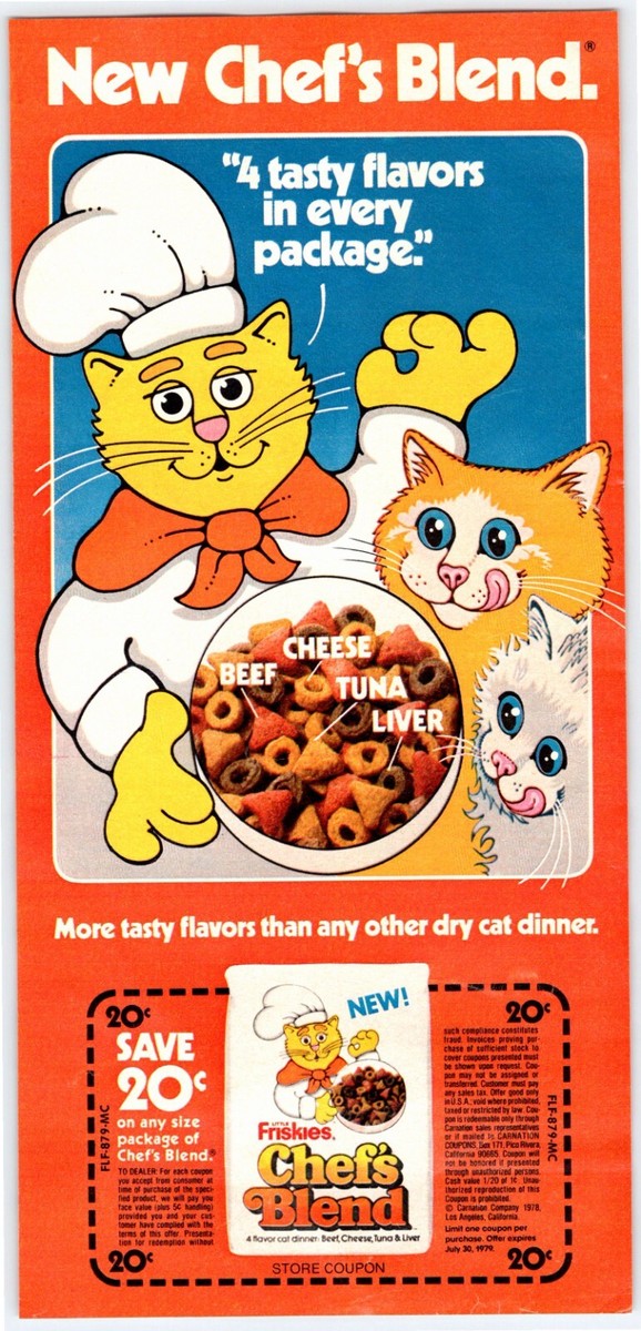 1978 COMIC FRISKIE'S CHEF'S BLEND CAT FOOD Vintage 5