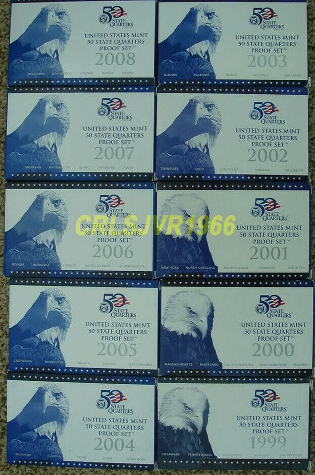 10 United States US MINT 50 State Quarters Proof Sets (1999-2008) with COA's - Image 3 of 3