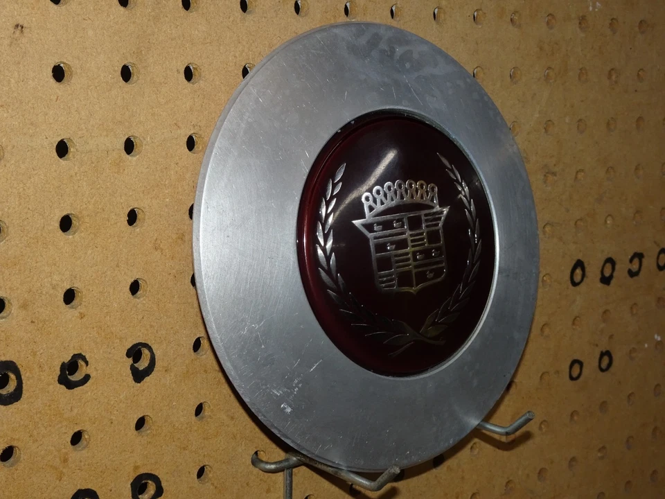 1989-1991 Cadillac Seville Machined With Dark Red center wheel center cap OEM - Image 2 of 4
