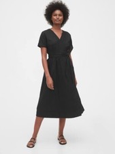 NWOT GAP wrap black linen dress sz 2 tall