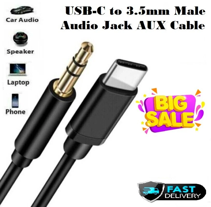 Type C to 3.5mm Aux Cable USB C Male For Samsung Car Stereo Audio