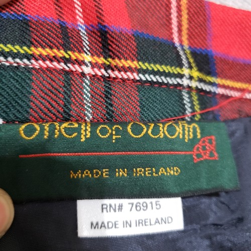 Oneil of Dublin Skirt US16? Wool Midi Red Tartan Plaid Pleated Elastic Waist - Picture 6 of 15