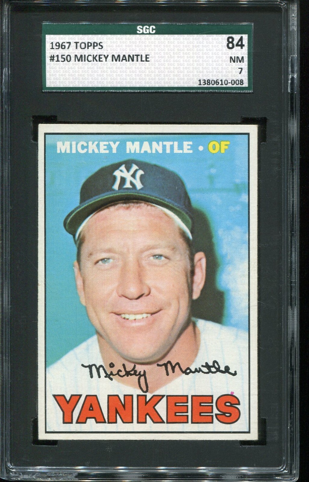 1967 Topps Baseball # 150 Mickey Mantle (NM) Near Mint SGC 7
