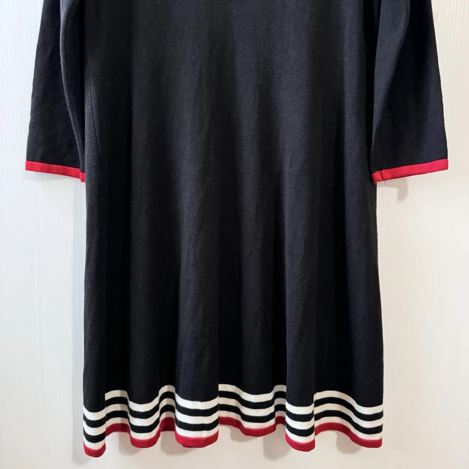 Vestido suéter tejido para mujer Eliza J XL negro rojo blanco a rayas manga larga LEER Foto 4 de 4