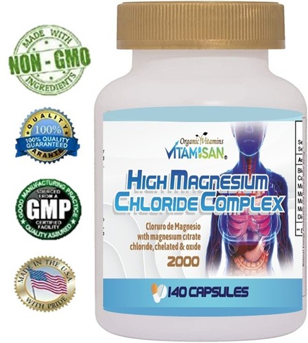 HIGH Cloruro de magnesium Magnesium Chloride High absorption 140 caps & OXIDE - Picture 10 of 11