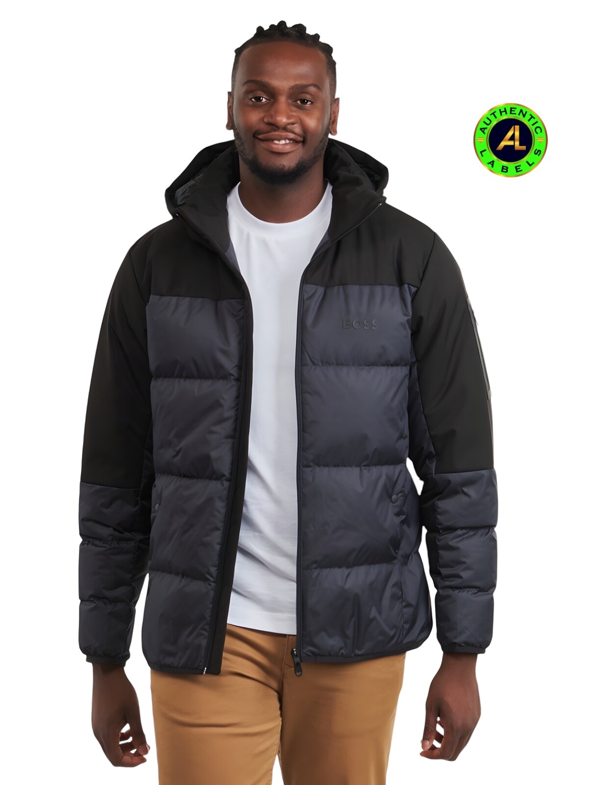 BOSS J_Hamar 3 Water Repellent Down Jacket With Detachable Hood S Navy RRP £389 image 3