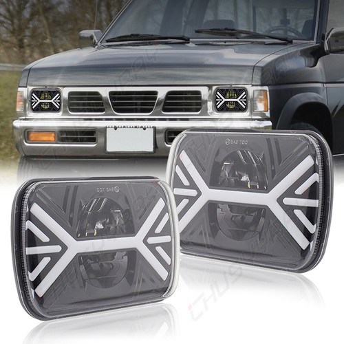 For Mazda B2200 B2000 B2600 RX-7 Pair Black 7X6" 5X7" LED Headlights Hi/Low Beam - Picture 5 of 13