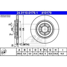 ATE 2x Bremsscheibe hinten Ø250mm voll für Alfa Romeo GTV 75 116 162B 162B 