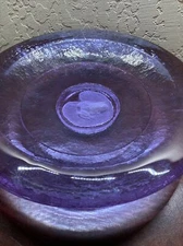 George Bucquet Recycled Art Glass Wide Lipped Bowl Lavender Neodymium 14.5”