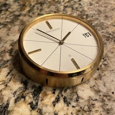 Jaeger LeCoultre 383 JLC Vintage Desk Table Clock 8 Day Modernist MCM Swiss
