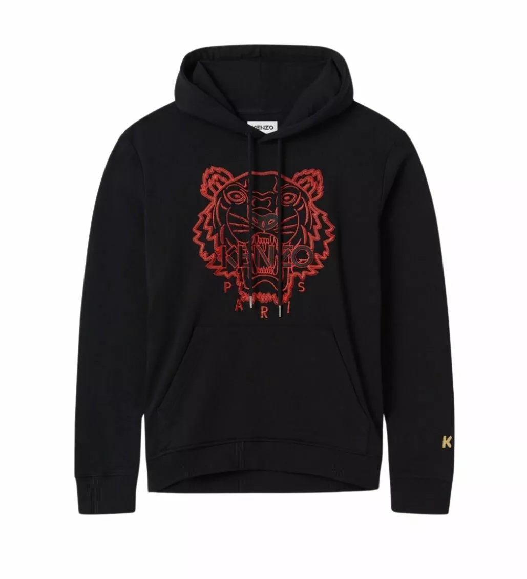 Kenzo Limited Edition Tiger Logo Embroidered Chinese New Year Black Hoodie