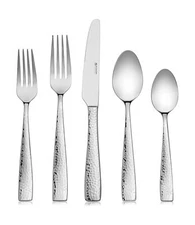 Hudson Essentials 60-Piece Hammered 18/10 Stainless Steel Silverware Cutlery ...