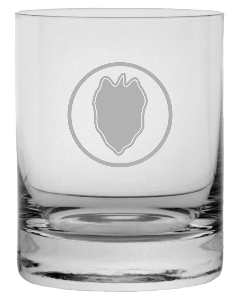 24th Infantry Division Military Etched 11oz Whisky Crystal Rocks Glass  -image
