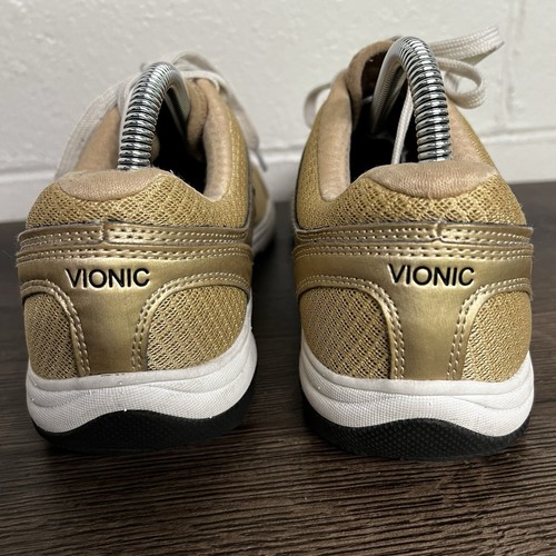 Vionic Women's Sz 9M Venture Athletic Shoes Gold Low Top Lace Up Mesh Sneakers - Picture 5 of 12