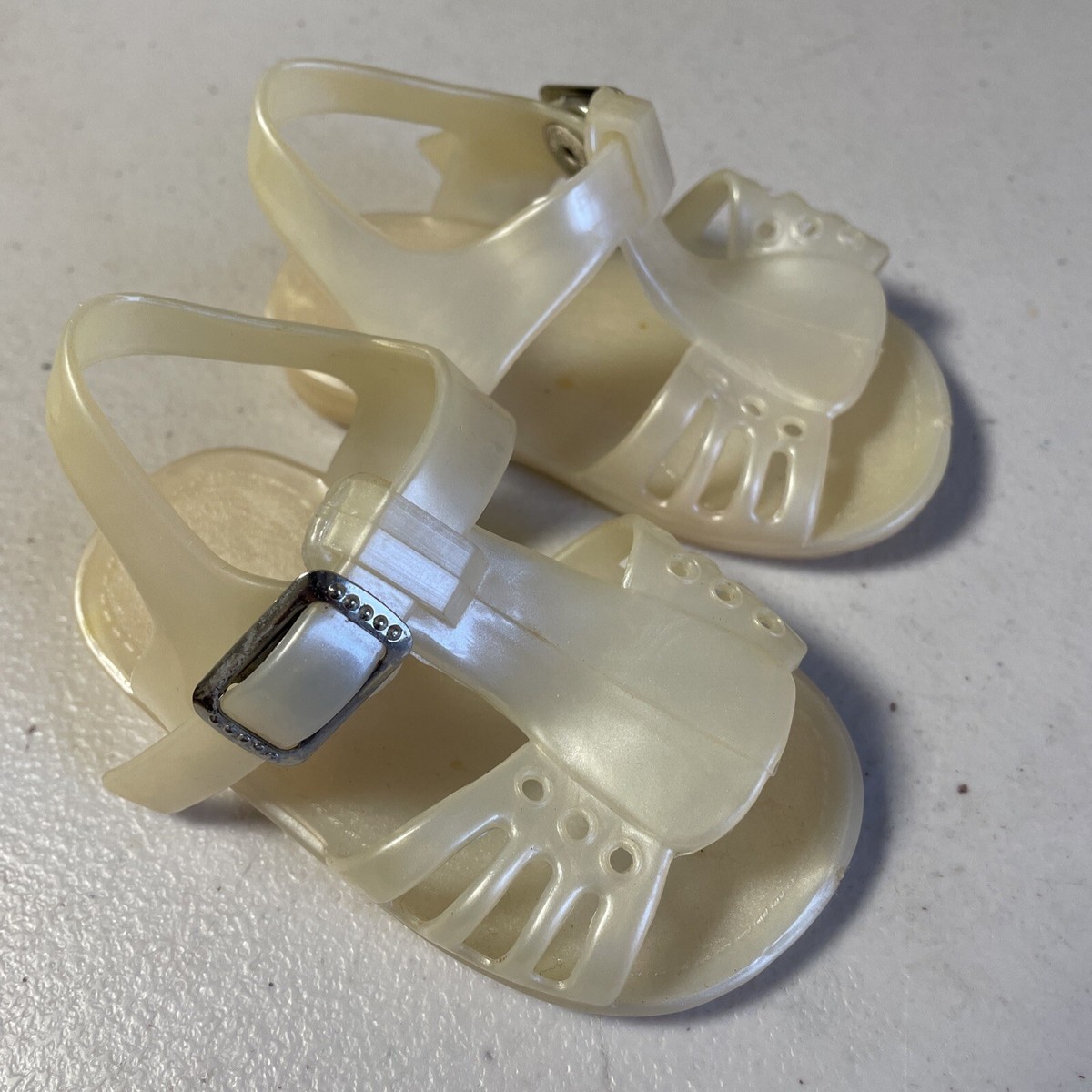 VINTAGE Clear Infant JELLY SHOES SANDALS Size Made In Hong Kong