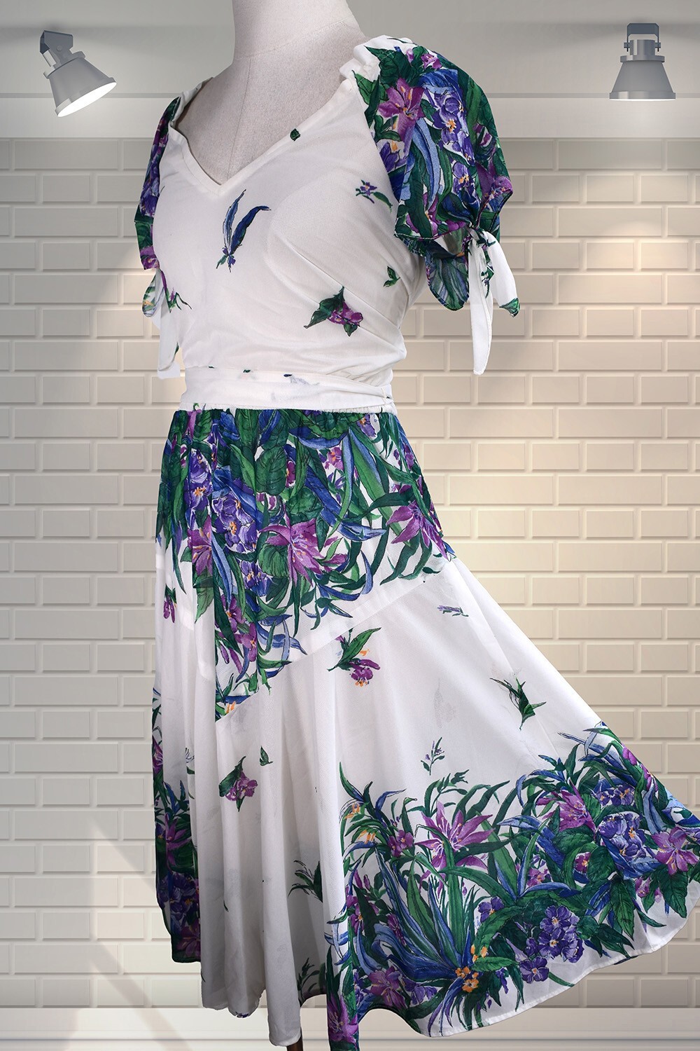 Pretty Vintage Floral Floaty Fit and Flare Summer Dress UK 8 eBay