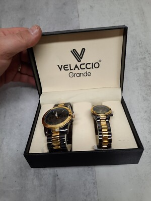 Vellaccio Grande His & Her Watch Set Stainless Steel Black 