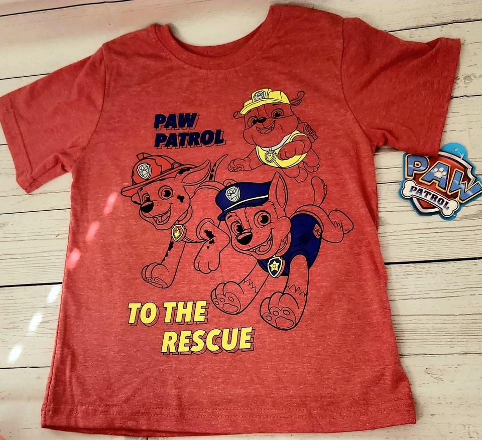 Paw Patrol Red Tee Shirt Size 7, Nickelodeon Dalmatian Fire fighter, Marshall - Image 3 of 4