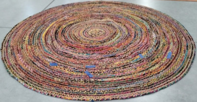 RED / MULTI 9' X 9' Round Broken Thread Rug, Reduced Price 1172716707 CAP202A-9R