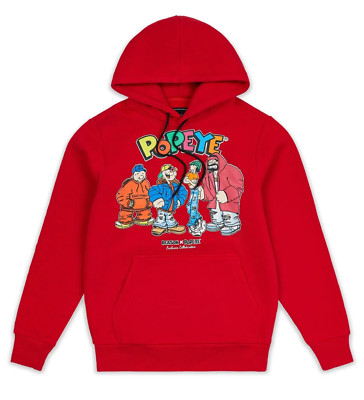 Reason Popeye Hoodie Men's Large Red Graphic Print Sweatshirt