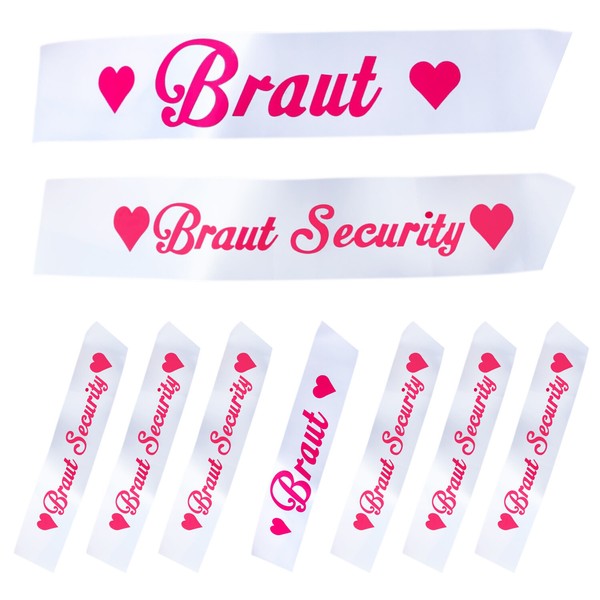 Braut + Braut Security SchäRpe Set Junggesellinnenabschied Jga Hochzeit In Weiß-image