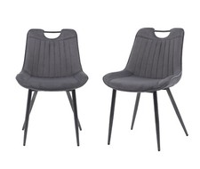 Velvet Dining Chairs x 2, Grey or Grey Metal Legs Bucket Chair Style