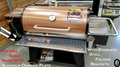 Pit Boss1000 AUSTIN XL Pellet Grill Aluminum Diamond Plate Large Folding Shelf