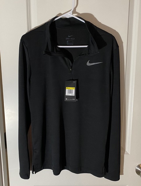 Men's Nike Breathe Dri Fit Quarter Zip Black Pullover Running Training Shirt S for sale online 