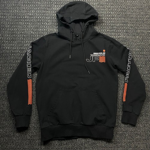 Jacked Factory Hoodie Sweater M Black Graphic Sleeve Supplement Workout Gym