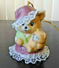 Vintage Jasco Caring Critter Chimers Bell MOTHER CAT & SLEEPING KITTEN Ornament