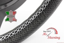 FUR DODGE SRT-4 03-06 SCHWARZ PERF LEDER-LENKRAD ABDECKUNG WEISS 2 STICH