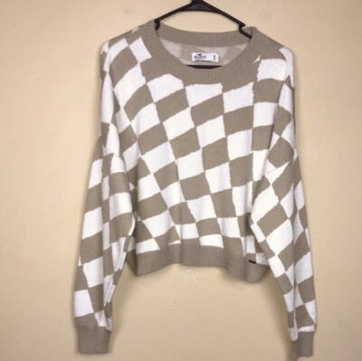 Checkered Hollister Cropped Sweater Hollister Women's Knit