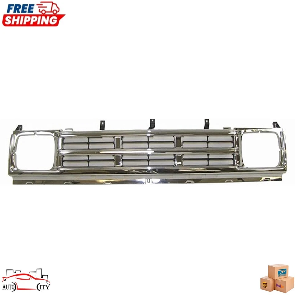 New Grille Chrome And Silver Plastic For 1990 1991 1992 Nissan D21 Pickup Truck Foto 2 de 4