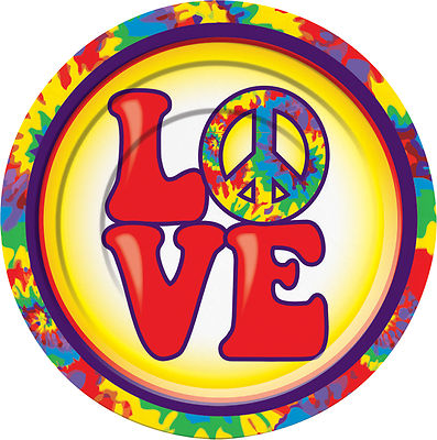 Hippy Flower Power Teller Becher Servietten Foto Set Dekorationsset Dekoteile 