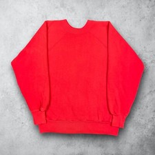 Vintage 70s Blank Crewneck Sweatshirt Faded Red/Orange Size Medium USA Made