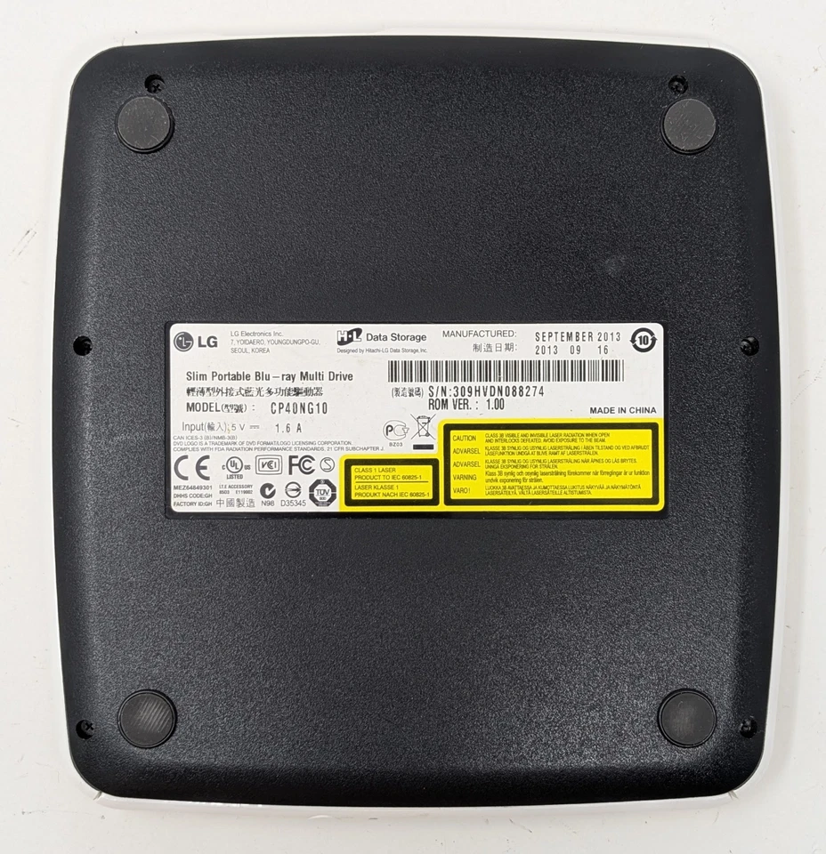 LG Slim Portable 3D Blu-ray CD/DVD Multi Drive - CP40NG10 - Tested - Image 2 of 2