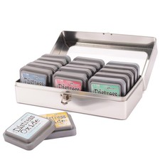 Tim Holtz Distress Ink Oxide Pad Storage Tin Box Holds 15 Ink Pads Organizer NEW