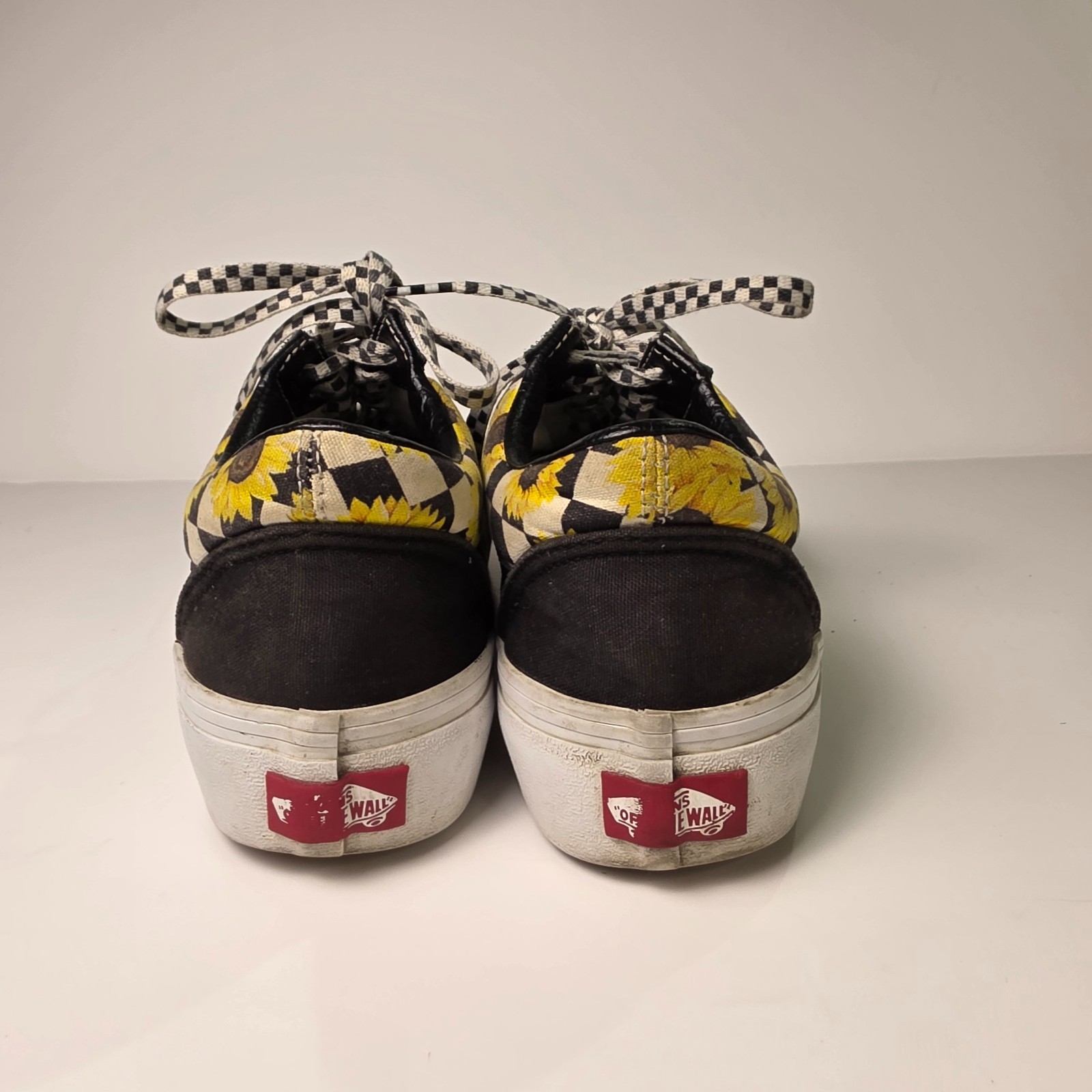 Vans Old Skool Sneakers Black White Checkerboard Sunflower Canvas Shoes M5.5/W7 thumbnail 3