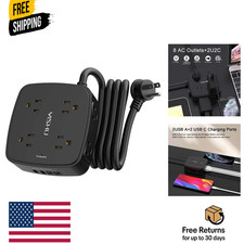 6 Ft Surge Protector Power Strip - 8 Widely Outlets with 4 USB Ports, 3 Side