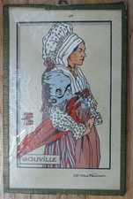 Gravure encadrée ancienne de G.Geo-Fourrier : Femme de Gouville (Normandie).