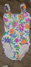 Vintage 80s 90s Lands  End Floral One PieceILGWU Union Made USA Size 8