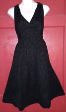 Marc by Marc Jacobs Black Cotton Summer Dress Sz L V Neckline Sleeveless Tie
