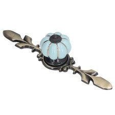 2pcs Light Blue Pumpkin Drawer Knobs Hand Painted Ceramic Cabinet Handle
