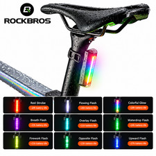ROCKBROS Smart Brake Sensor Bike Tail Light USB-C Colorful LED Rear Taillight US