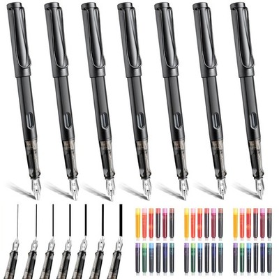AOMAYLL Set di penne con inchiostro piuma, penna a immersione vintage, penna calligrafica con 5 pennini e inchiostro nero, perfetto per principianti di calligrafia (con inchiostro