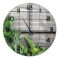 Wanduhr Mit Leisem Uhrwerk Holzhintergrund KräUter Schwarze Zeiger Fi60 Cm