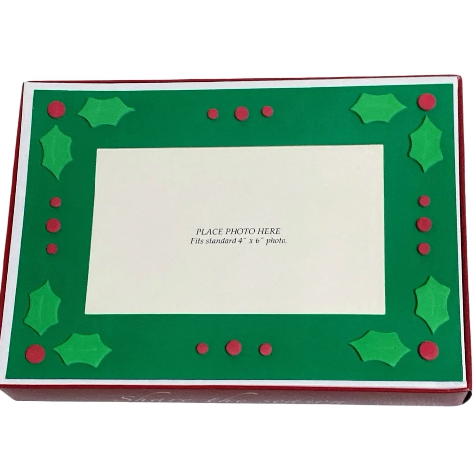 Cartões comemorativos com moldura de Natal com envelopes, Poinsétia Verde 10 quilates - Imagem 3 de 4