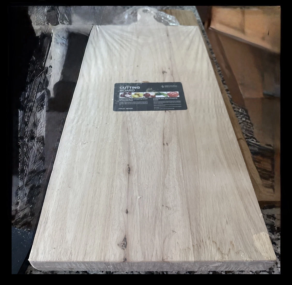 Cutting Board Fruit Wood 30x12 with Hanging Hole & Rope