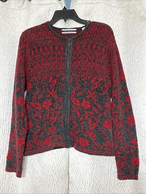 **Wool Amanda Smith  Chenille Women s Zip Front Cardigan Sweater-Size M